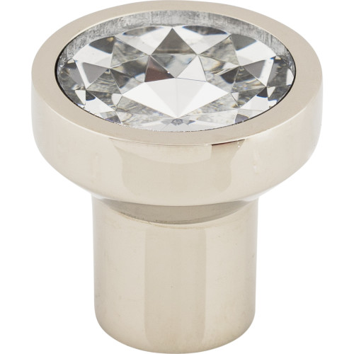 Top Knobs TK736PN: 1-1/8" Wentworth Round Cabinet Knob - Clear Crystal/Polished Nickel