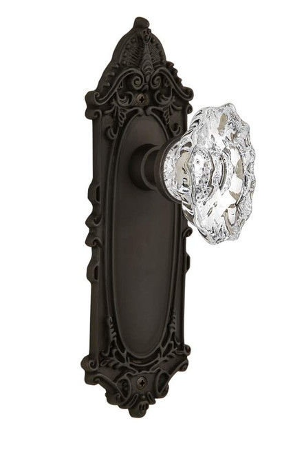 Nostalgic 713959: Victorian Backplate w/Chateau Knob Privacy Door Set - Oil-Rubbed Bronze