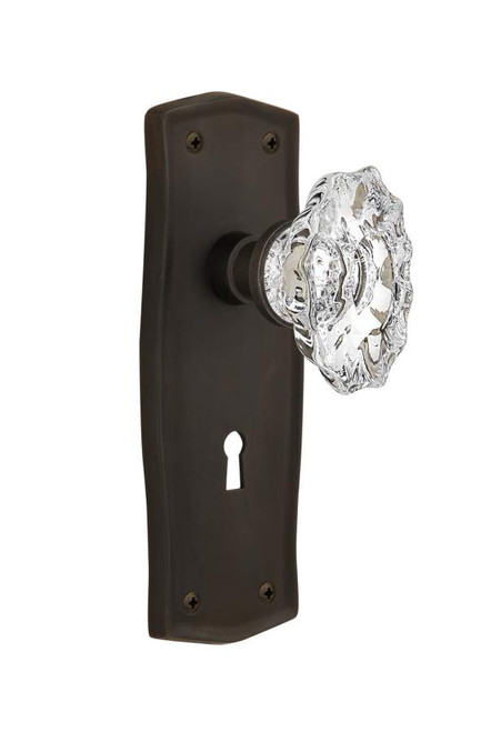 Nostalgic 714041: Mortise Lockset Prairie Plate Chateau Knob - Oil Rubbed Bronze