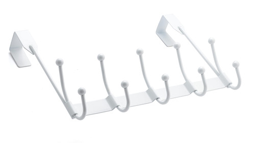 Richelieu 77901: 13-3/8" Utility 5-Hook Over The Door Rack - White