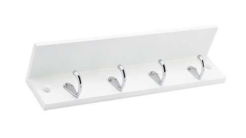 Richelieu 36401: 14" Utility 4-Hook Wall Rack w/Shelf - Polished Chrome/White