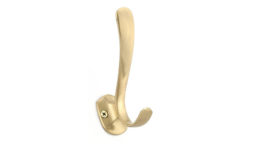 Richelieu T6210160: 4-9/16" Minimalist Double Wall Hook - Satin Brass