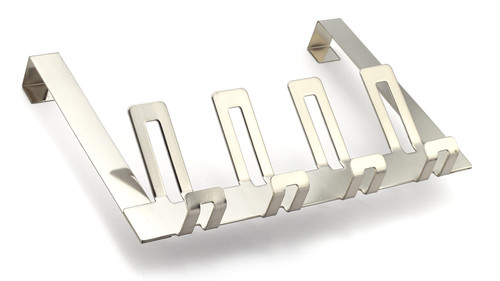 Richelieu RH1372204195: 15" Contemporary 4-Hook Over The Door Rack - Brushed Nickel