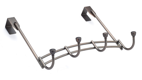 Richelieu RH1382204BORB: 13-3/8" Contemporary 4-Hook Over The Door Rack - Brushed Oil Rubbed Bronze