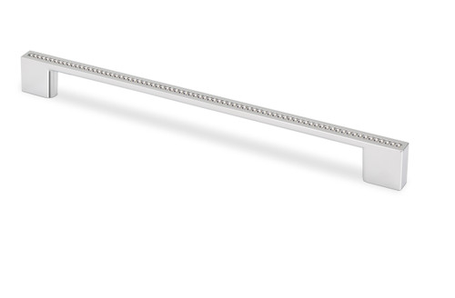 Topex 224 or 256mm cc Contemporary Rectangular Bar Cabinet Pull - Swarovski Crystal/Bright Chrome