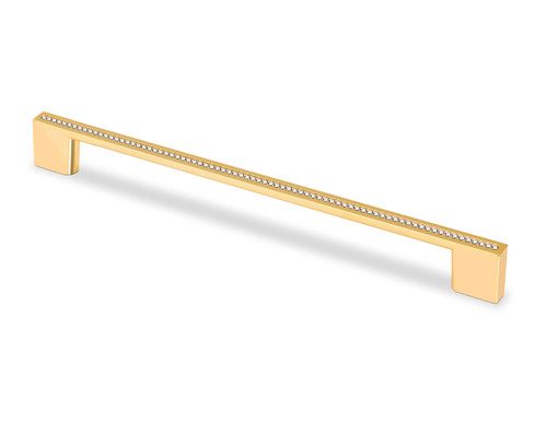 Topex 224 or 256mm cc Contemporary Rectangular Bar Pull - Swarovski Crystal/ Gold
