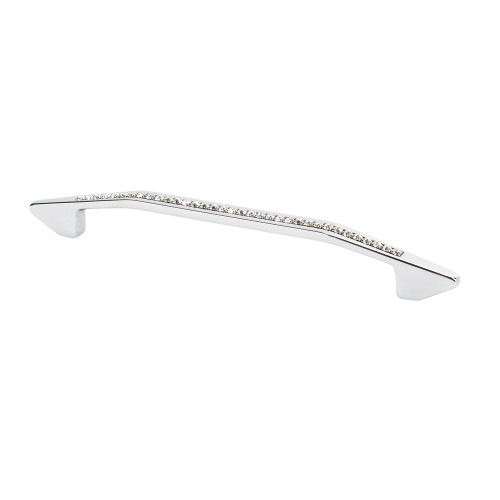 Topex 160mm cc Modern Bow Cabinet Pull - Swarovski Crystal/Bright Chrome