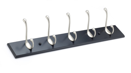 Richelieu T020214195: 24" Utility 5-Hook Wall Rack - Brushed Nickel/Black