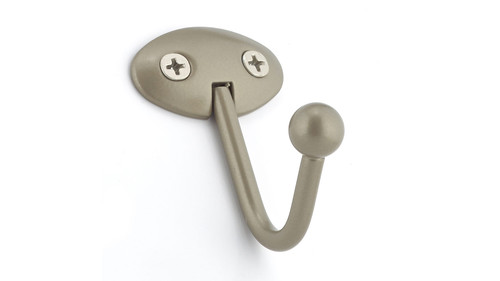 Richelieu BP89221184: 2-1/2" Utility Single Wall Hook (pair) - Matte Nickel Richelieu BP89221184: 2-1/2" Utility Single Wall Hook (pair) - Matte Nickel