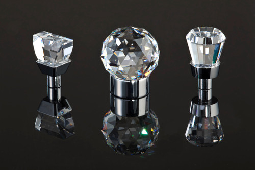 Topex Crystal 1" Contemporary Round Cabinet Knob in Swarvoski Crystal and Bright Chrome