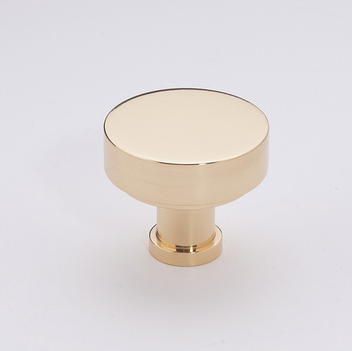 Alno A716-18-PB/NL: 1-1/8" Moderne Cabinet Knob - Unlacquered Brass