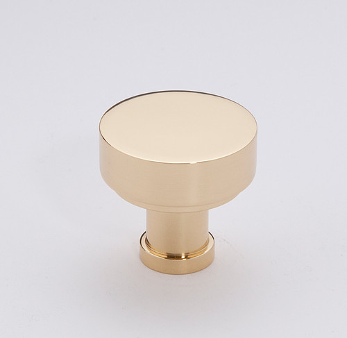 Alno A716-38-PB/NL: 1-1/2" Moderne Cabinet Knob - Unlacquered Brass