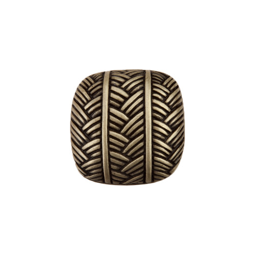 Acorn DQEAP: 1" Woven Square Cabinet Knob - Antique Brass