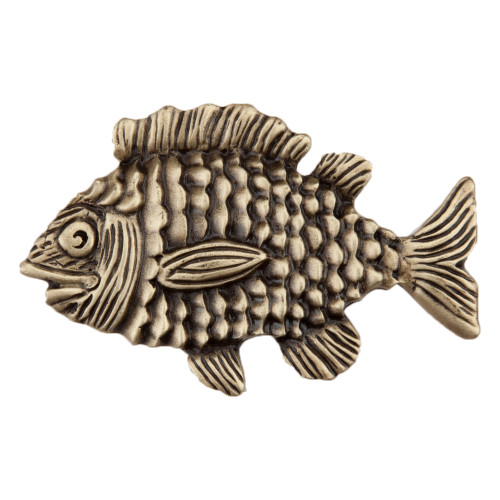 Acorn DPLAP: 1-5/8" Fun Fish Cabinet Knob - Antique Brass