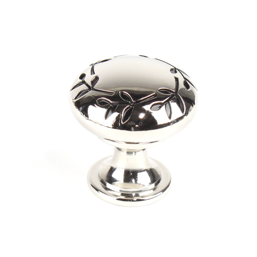 Century 28605-14B: 1-3/16" Hamilton Vine Cabinet Knob - Polished Nickel/Black