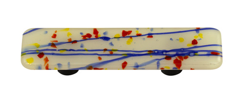 Aquila HK3008-PB: 3" cc Mardi Gras Rectangle Cabinet Pull w/Black Post - Multi Colored/White