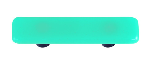 Aquila HK1026-PB: 3" cc Solid Rectangle Cabinet Pull w/Black Post - Light Aqua Blue