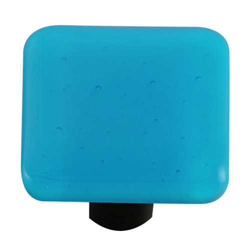 Aquila HK1027-KB: 1-1/2" Solid Square Cabinet Knob w/Black Post - Turquoise Blue