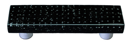 Aquila HK1213-PB: 3" cc Bubbles Rectangle Cabinet Pull w/Black Post - Black