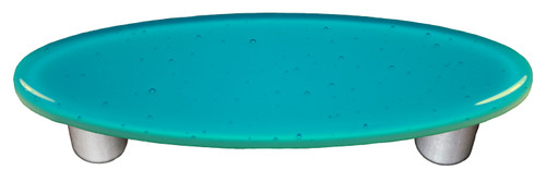 Aquila HK1027-POB: 3" cc Solid Oval Cabinet Pull w/Black Post - Turquoise Blue