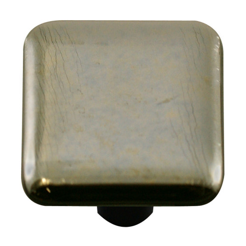 Aquila HK4005-KB: 1-1/2" Metals Square Cabinet Knob w/Black Post - Silver