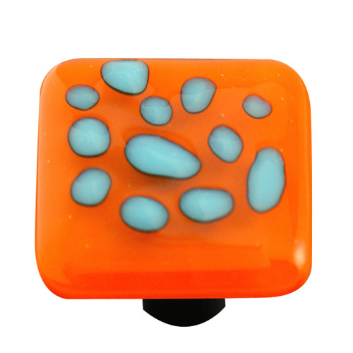 Aquila HK6002-KB: 1-1/2" Reactive Square Cabinet Knob w/Black Post - Clear/Opal Orange