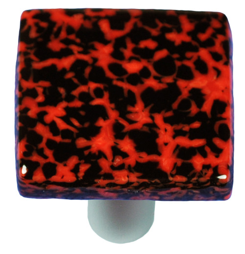 Aquila HK8057-KB: 1-1/2" Granite Square Cabinet Knob w/Black Post - Black/Red