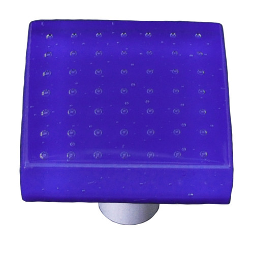 Aquila HK1209-KA: 1-1/2" Bubbles Square Cabinet Knob w/Aluminum Post - Deep Cobalt Blue