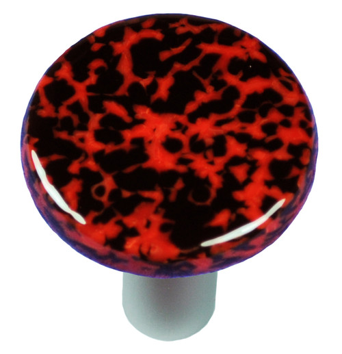 Aquila HK8057-KRA: 1-1/2" Granite Round Cabinet Knob w/Aluminum Post - Black/Red