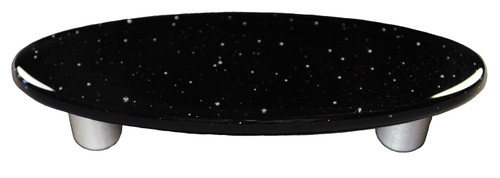 Aquila HK1043-POB: 3" cc Solid Oval Cabinet Pull w/Black Post - Black