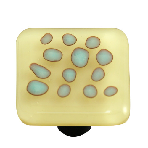 Aquila HK6007-KB: 1-1/2" Reactive Square Cabinet Knob w/Black Post - Clear/French Vanilla