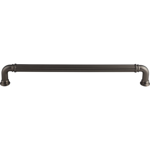 Top Knobs TK327AG: 12" cc Reeded D-Handle Appliance Pull - Ash Gray