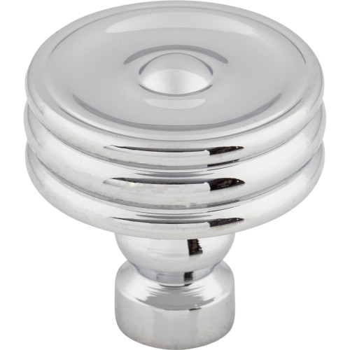 Top Knobs TK881PC: 1-1/4" Brixton Round Ridged Cabinet Knob - Polished Chrome