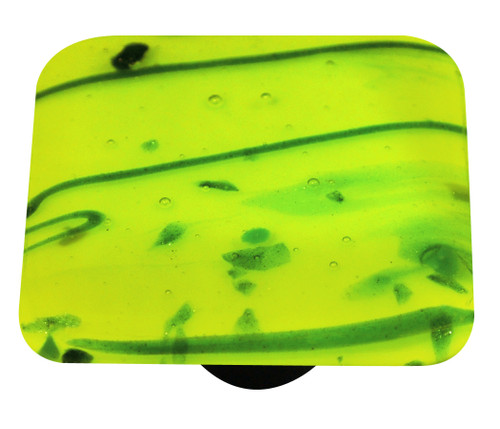 Aquila HK3112-KB: 1-1/2" Mardi Gras Square Cabinet Knob w/Black Post - Green/Spring Green
