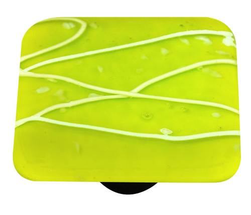 Aquila HK3113-KB: 1-1/2" Mardi Gras Square Cabinet Knob w/Black Post - White/Spring Green