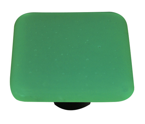 Aquila HK9053-KB: 1-1/2" Opaline Square Cabinet Knob w/Black Post - Jade Green