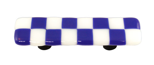 Aquila HK7004-PB: 3" cc Lil Squares Rectangle Cabinet Pull w/Black Post - Cobalt Blue/White