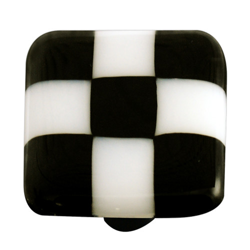 Aquila HK7005-KB: 1-1/2" Lil Squares Square Cabinet Knob w/Black Post - Black/White