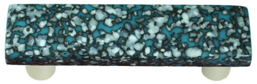 Aquila HK8055-PA: 3" cc Granite Rectangle Cabinet Pull w/Aluminum Post - Turquoise Blue/French Vanilla