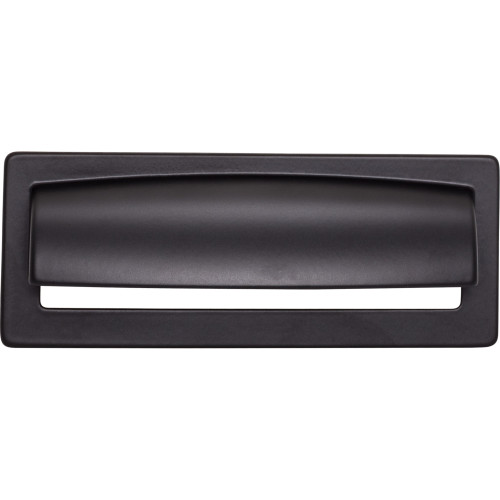 Top Knobs TK937BLK: 3-3/4" cc Hollin Cup Cabinet Pull - Flat Black