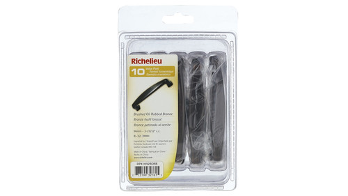 Richelieu DP81092BORB: 96mm cc Charlemagne Cabinet Pull (10-pack) - Brushed Oil Rubbed Bronze