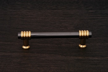 RKI CP-37-NB: 3-1/2" cc Two Tone Swirl Cabinet Pull - Black Nickel/Brass