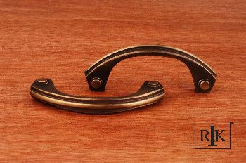 RKI CP-3617-AE: 3" cc Plain Bow Cabinet Pull - Antique English