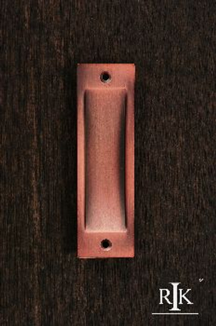 RKI CF-5631-DC: 4-1/2" Thin Rectangle Flush Cabinet Pull - Distressed Copper