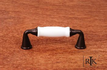 RKI CP-11-RBW: 3" cc D-Handle Cabinet Pull - Bronze/Porcelain