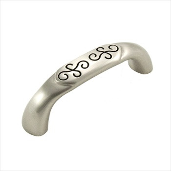 RKI CP-615-SNB: 3" cc Palermo D-Handle Cabinet Pull - Satin Nickel/Black