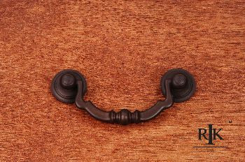 RKI CP-3707-RB: 3" cc Sculptured Beaded Drop Bail Cabinet Pull - Oil Rubbed Bronze