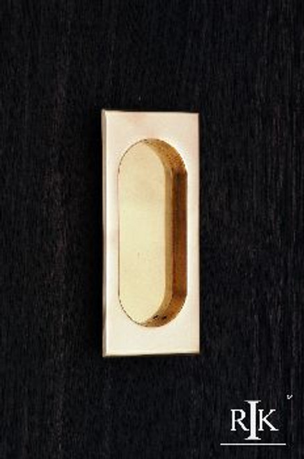 RKI CF-5632: 4" Thick Rectangle Flush Cabinet Pull - Polished Brass