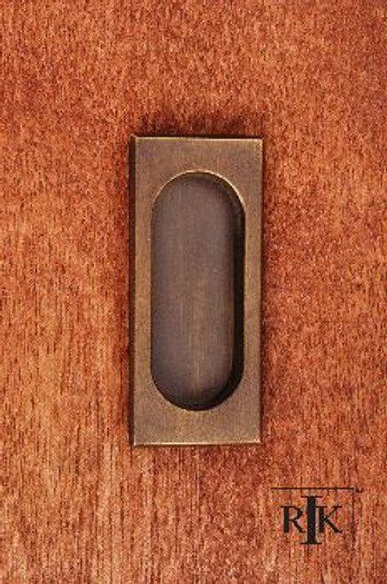 RKI CF-5632-AE: 4" Thick Rectangle Flush Cabinet Pull - Antique English