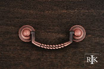 RKI CP-3708-DC: 3" cc Split Rope Drop Bail Cabinet Pull - Distressed Copper